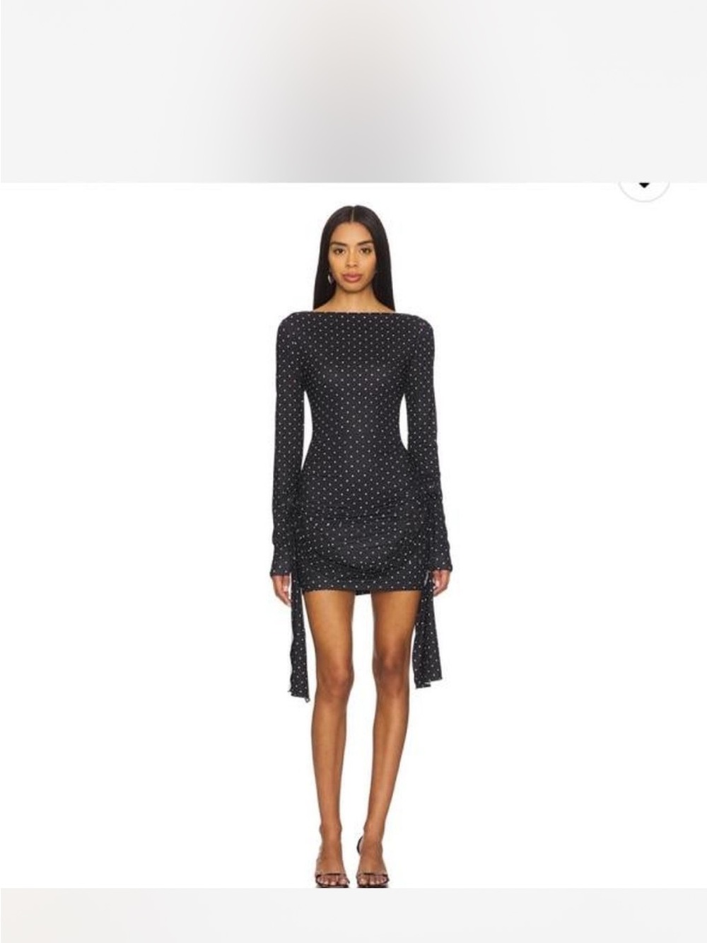 Lioness Black Polka Dot Long-Sleeve Mini Dress